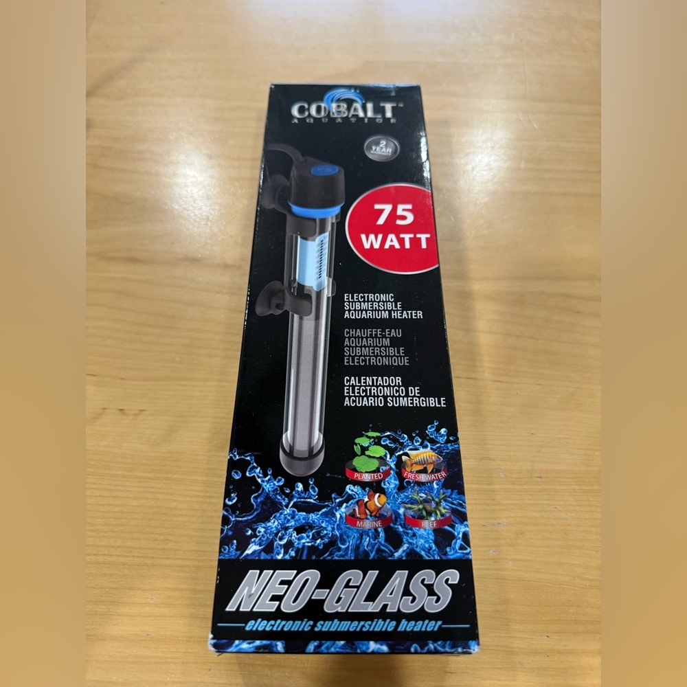 Cobalt Aquatics 75 Watt Neo Glass Electronic Submersible Heater.Brand new sealed